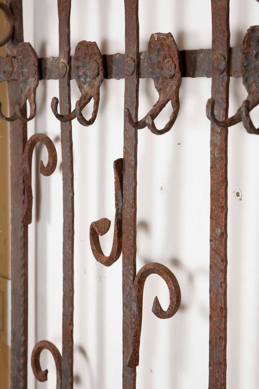 Heavy Wrought Iron Wall Rack from France 3