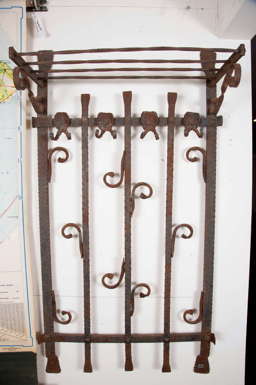 Heavy Wrought Iron Wall Rack from France 5