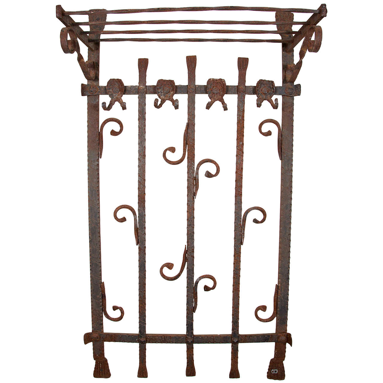 Heavy Wrought Iron Wall Rack from France