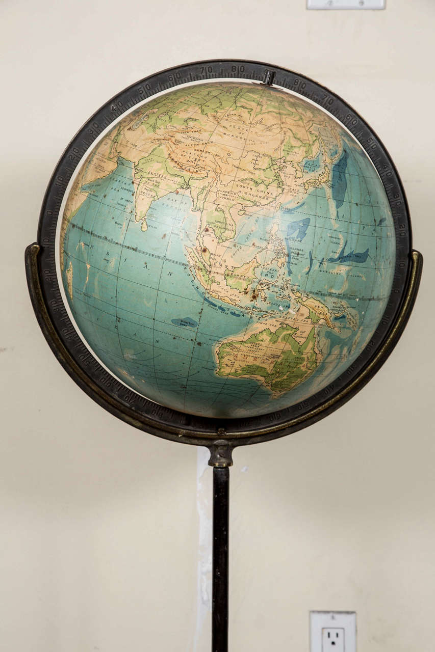 20th Century Old Steel Globe on Stand