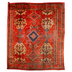 Tapis turc Oushak des années 1880, laine, rouge, 14' x 16'