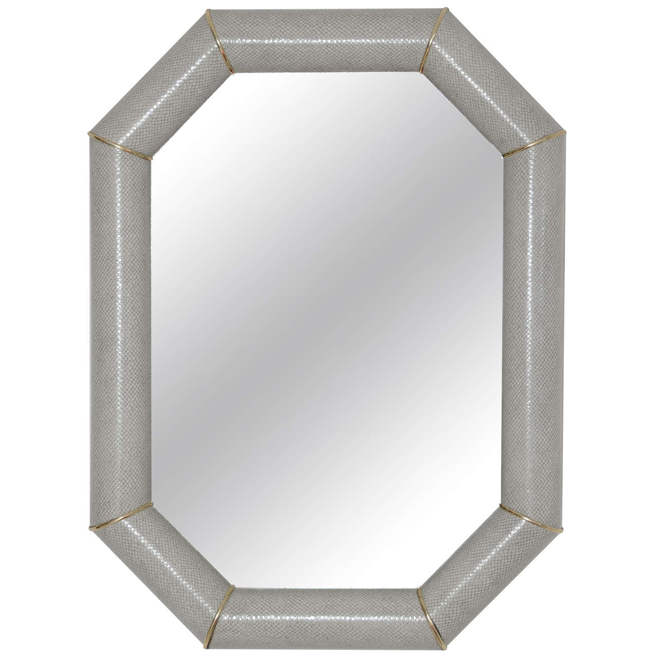 modern snake skin octagonnal mirror For Sale