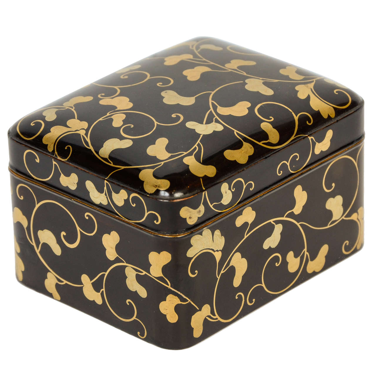 19th Century Japanese Black and Gold Lacquer Kobako