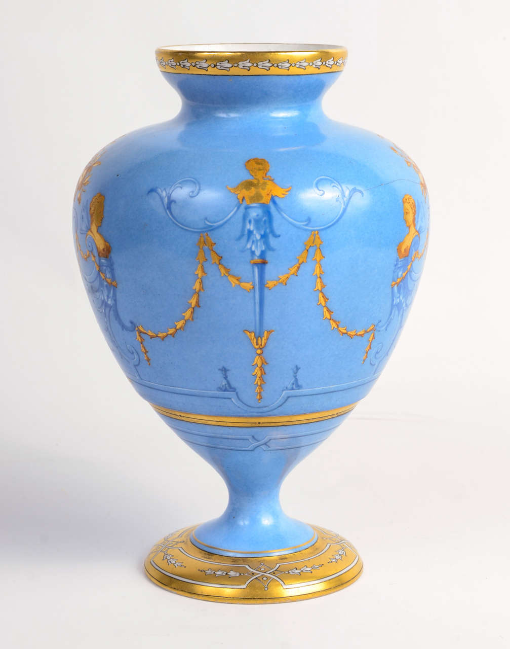 Late 19th Century Escalier de Cristal Blue and Gold Porcelaine Vase For Sale