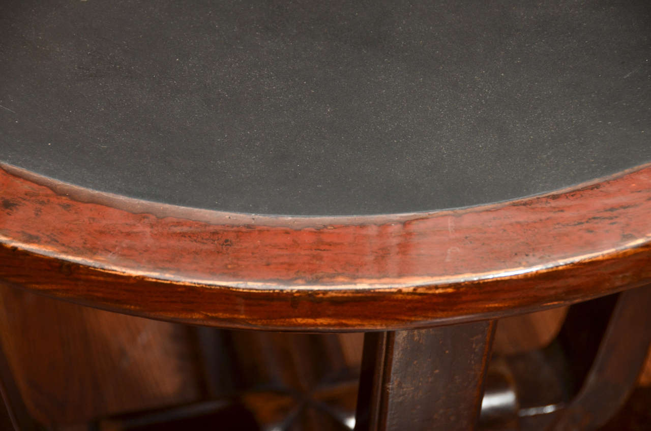 Art Deco Early 20th Century Shanghai Deco Stone Inset Round Centre Table For Sale