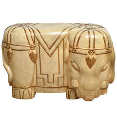 Vintage Decorative Wood and Resin Elephant Form Table