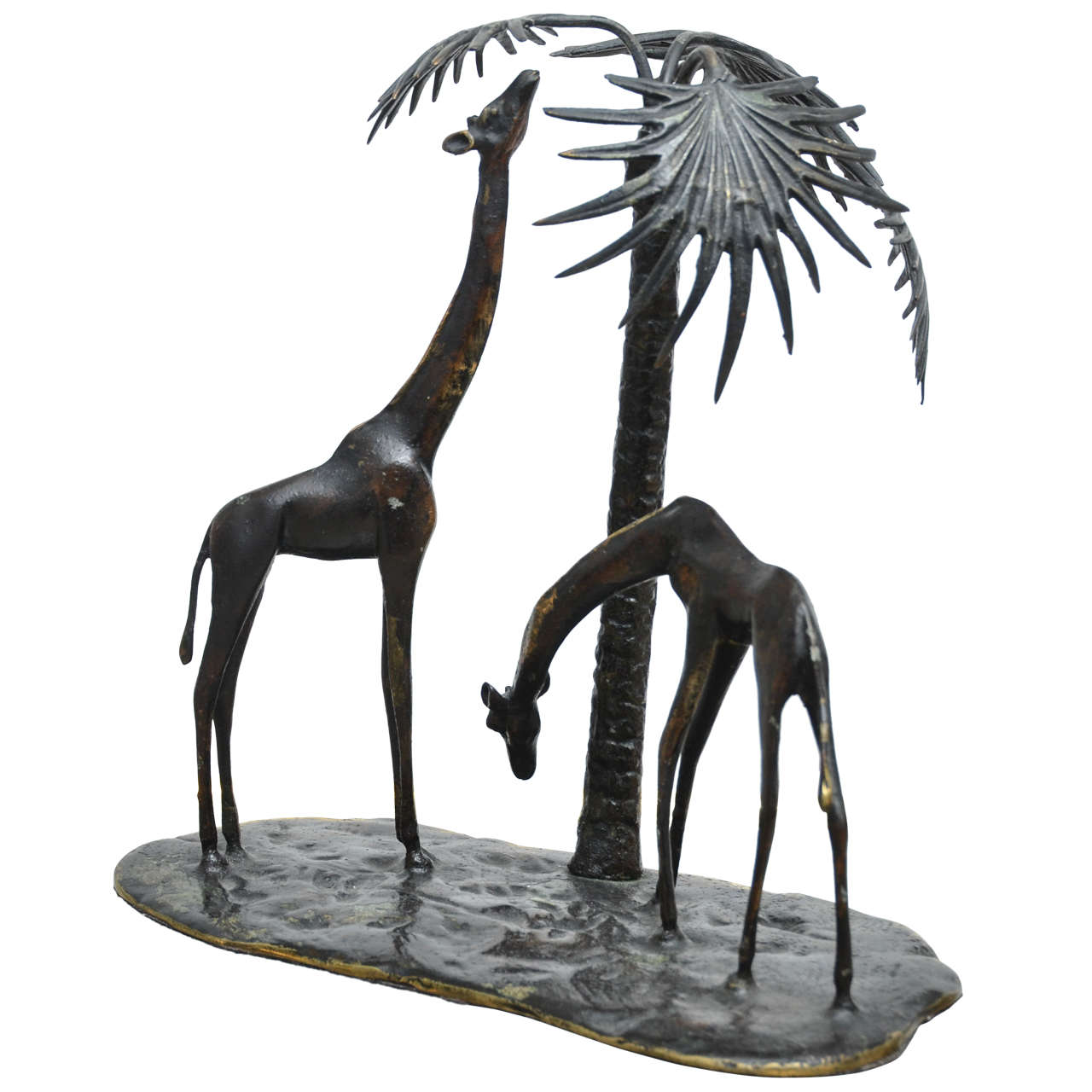 Sculpted Bronze Giraffe Vignette