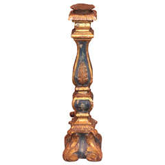 Italian Gilt and Painted Candlestick Lamp