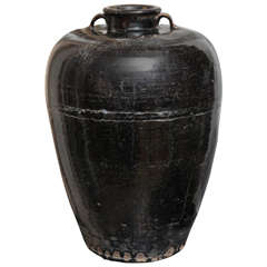 Antique Black Pottery Wine Jar