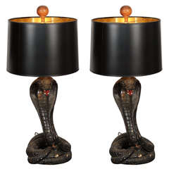 Pair of Stylized Cobra Lamps