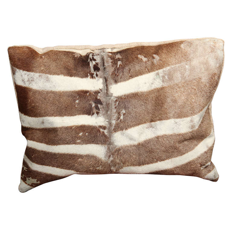 zebra and linen pillow