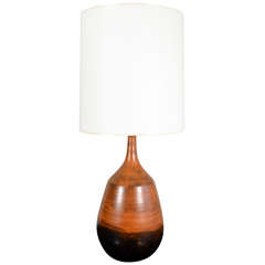 A Jacques Blin Burnt Orange Stoneware Ceramic Table Lamp.
