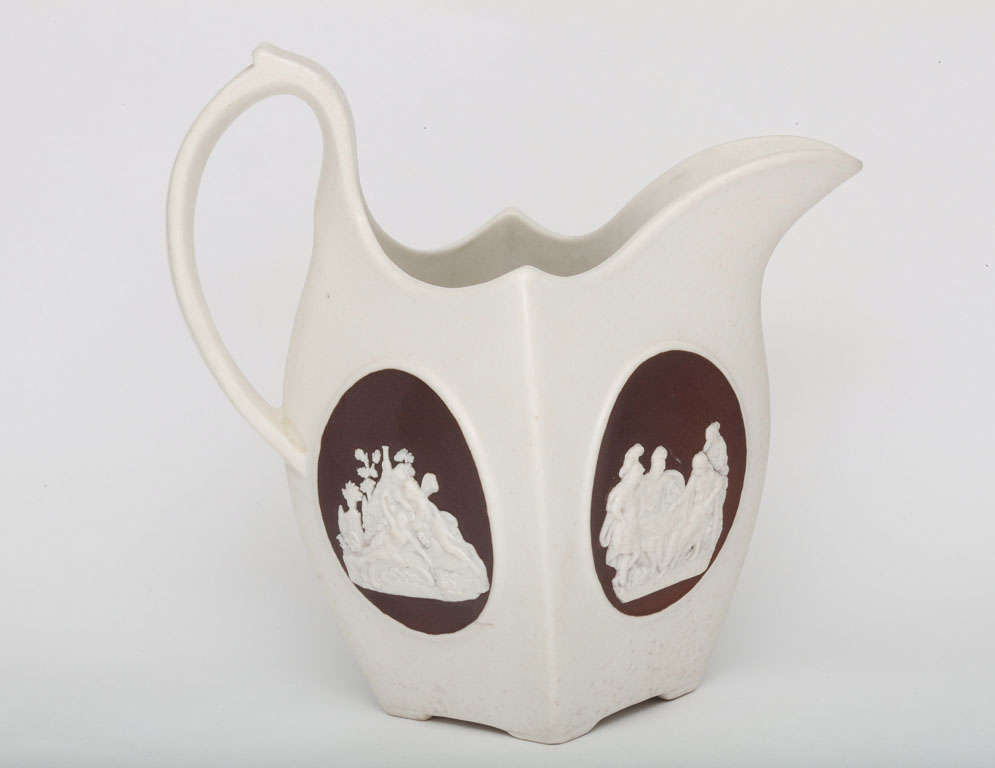 Rare Signed Turner Stoneware Creamer With Classical Figures