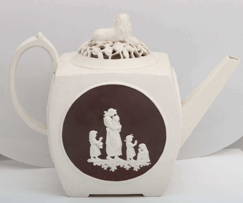A Fine Signed Turner Stoneware Teapot With Classical Figures For Sale 1
