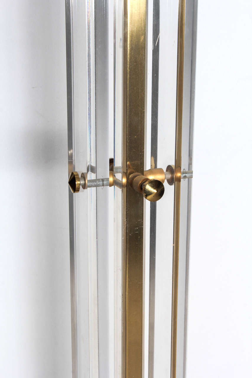 Late 20th Century Lucite and Brass Tall Torchieres