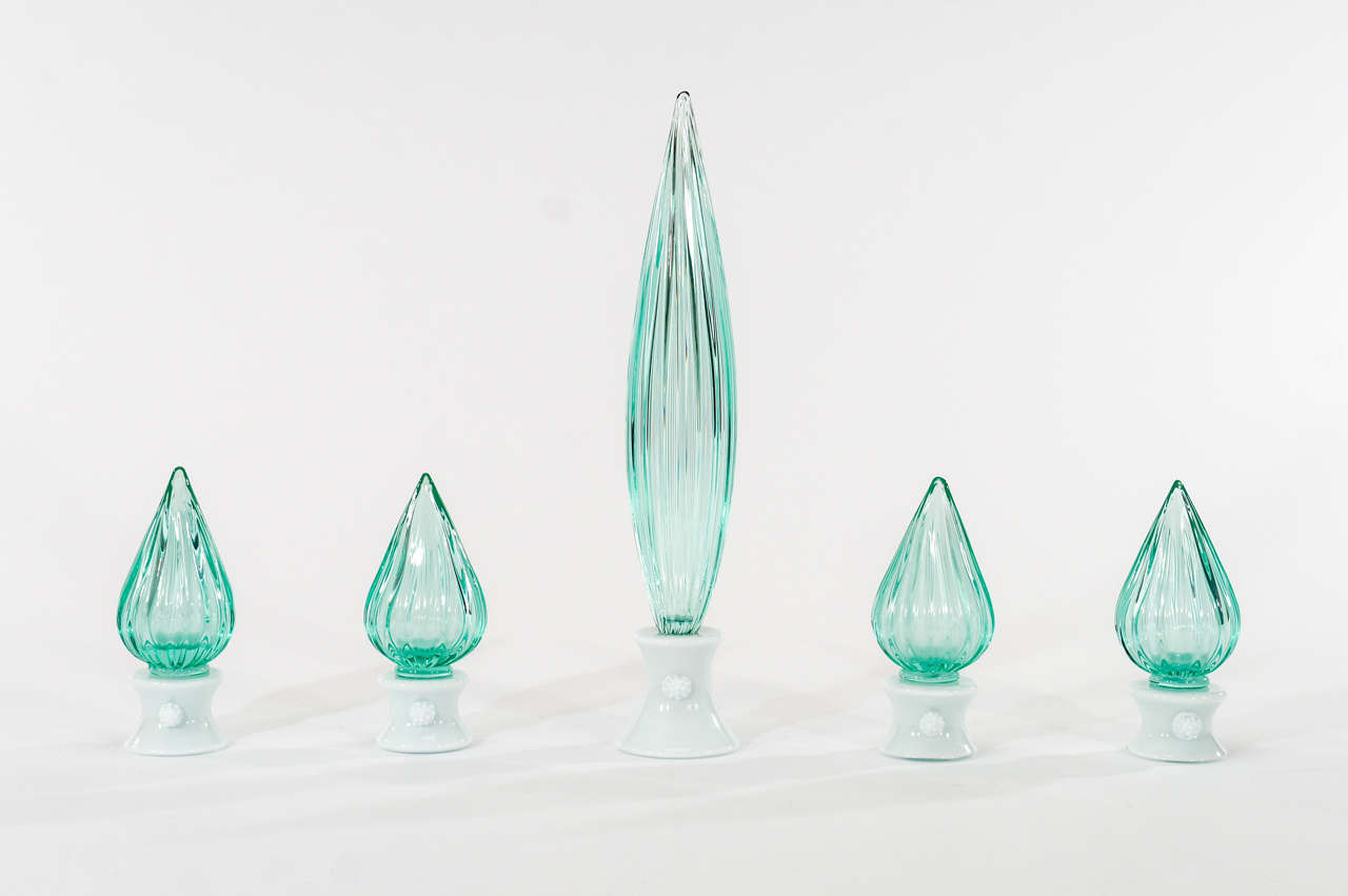Set di 5 sculture a goccia Venini Murano soffiate a mano su basi In condizioni ottime in vendita a Great Barrington, MA