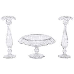 Val St. Lambert Hand Blown Art Deco Crystal 3 Pc. Centerpiece/Console Set 7