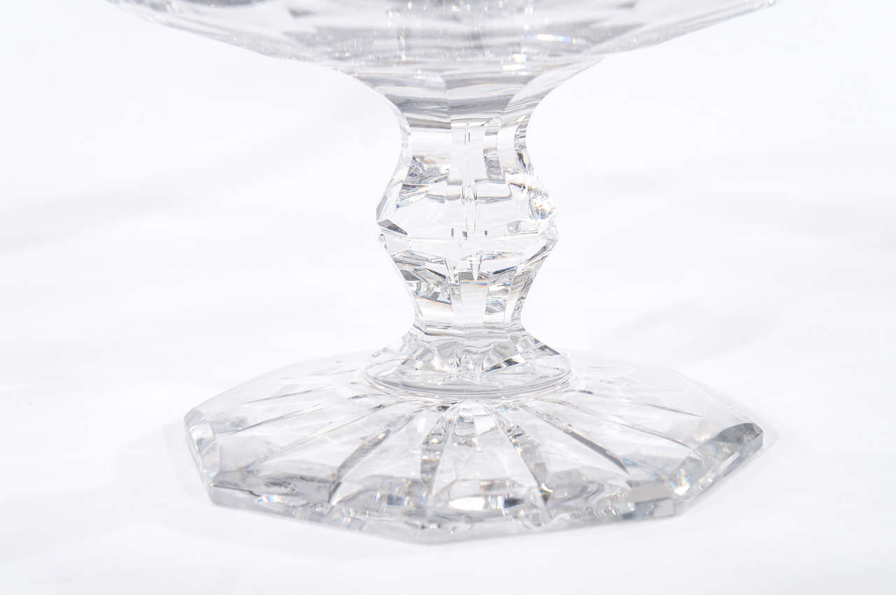 Mid-20th Century Val St. Lambert Hand Blown Art Deco Crystal 3 Pc. Centerpiece/Console Set For Sale