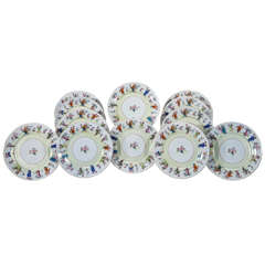 Set of 12 Herend "Csung" Hand-Painted Dinner Plates