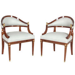 A Pair of Swedish Late Gustavian Style Armchairs