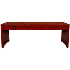 Early 19th c. Chinese Red Lacquered Calligraphy Table