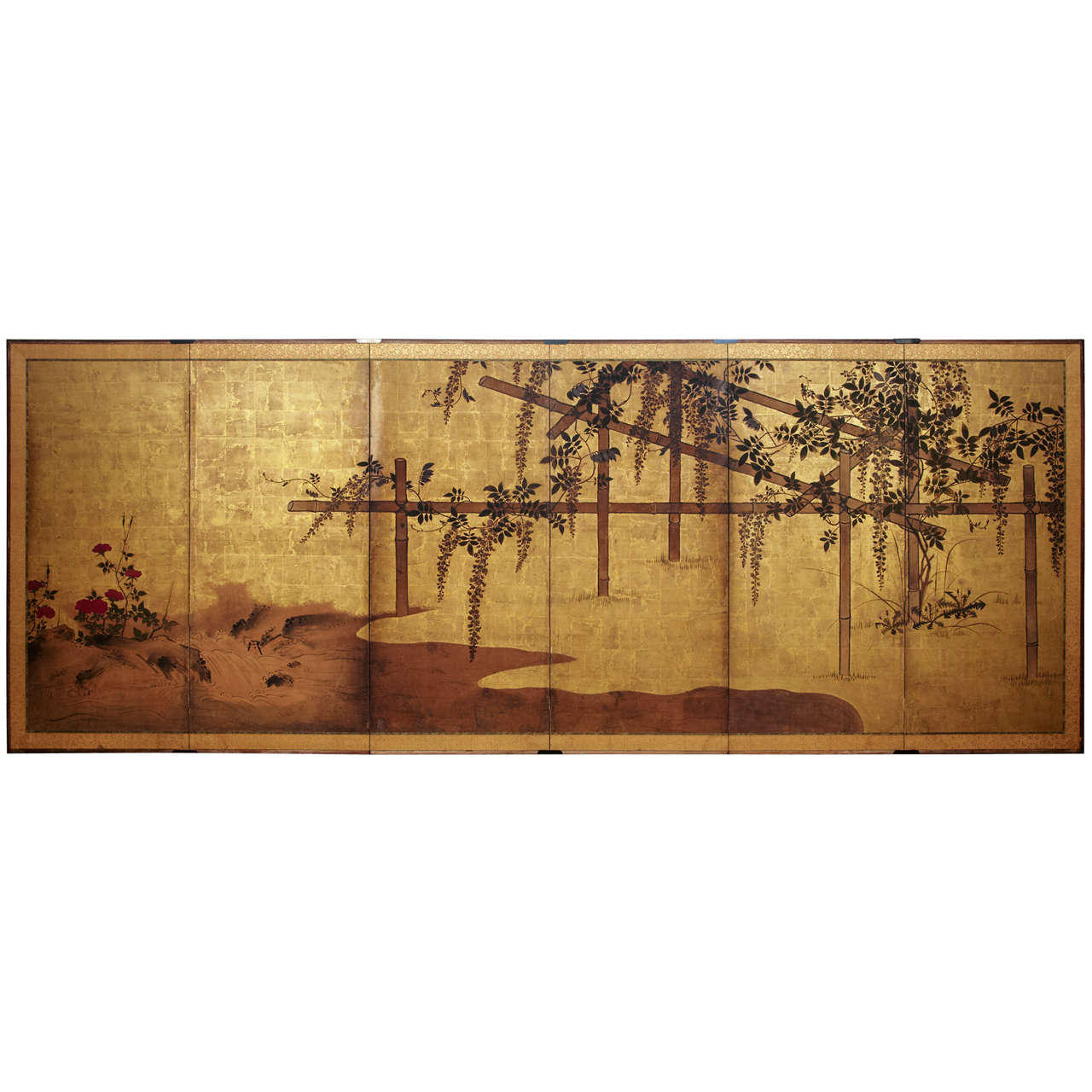19th c. Six panel Japanese Screen