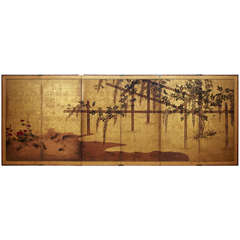 19th c. Six panel Japanese Screen