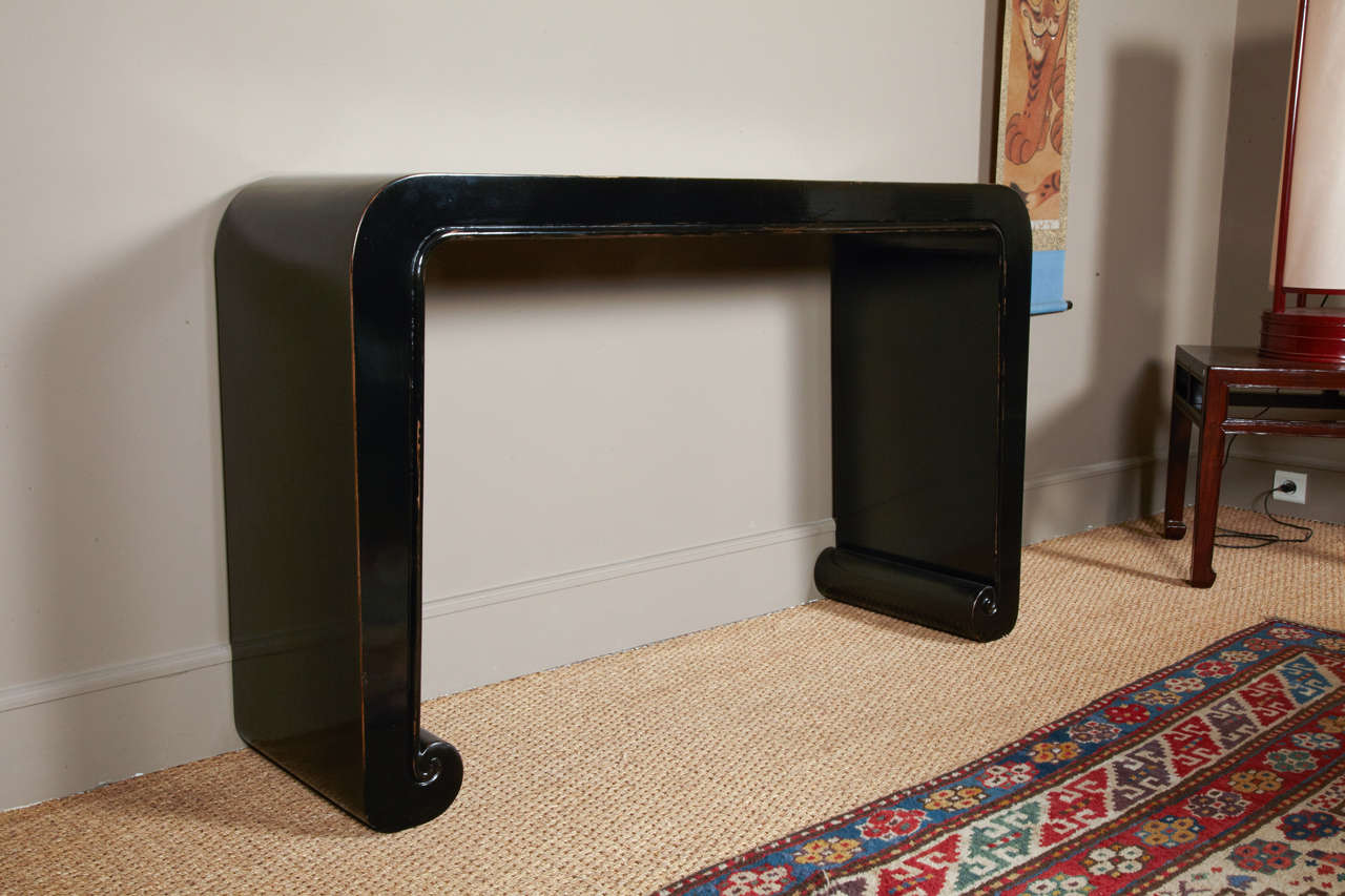 1930s Black Lacquer Chinese Console 3