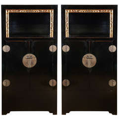 19th c. A Pair Of Chinese Black Lacquer  Cabinets