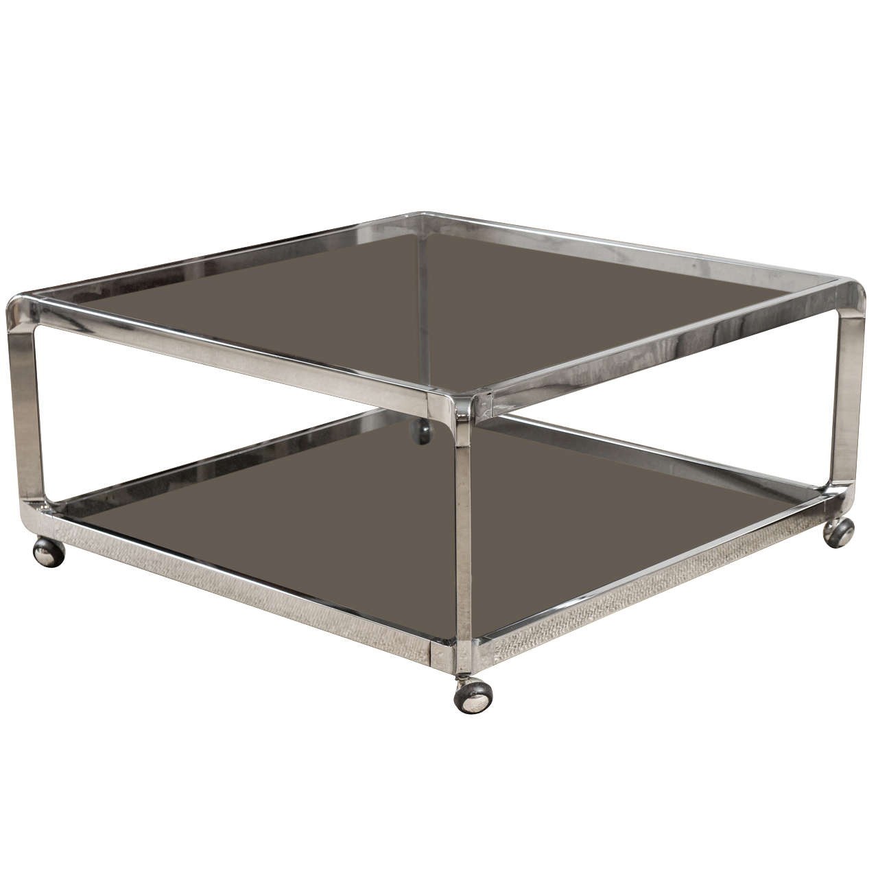 A Two Tiered Chrome Coffee Table For Sale