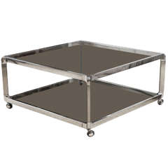 A Two Tiered Chrome Coffee Table