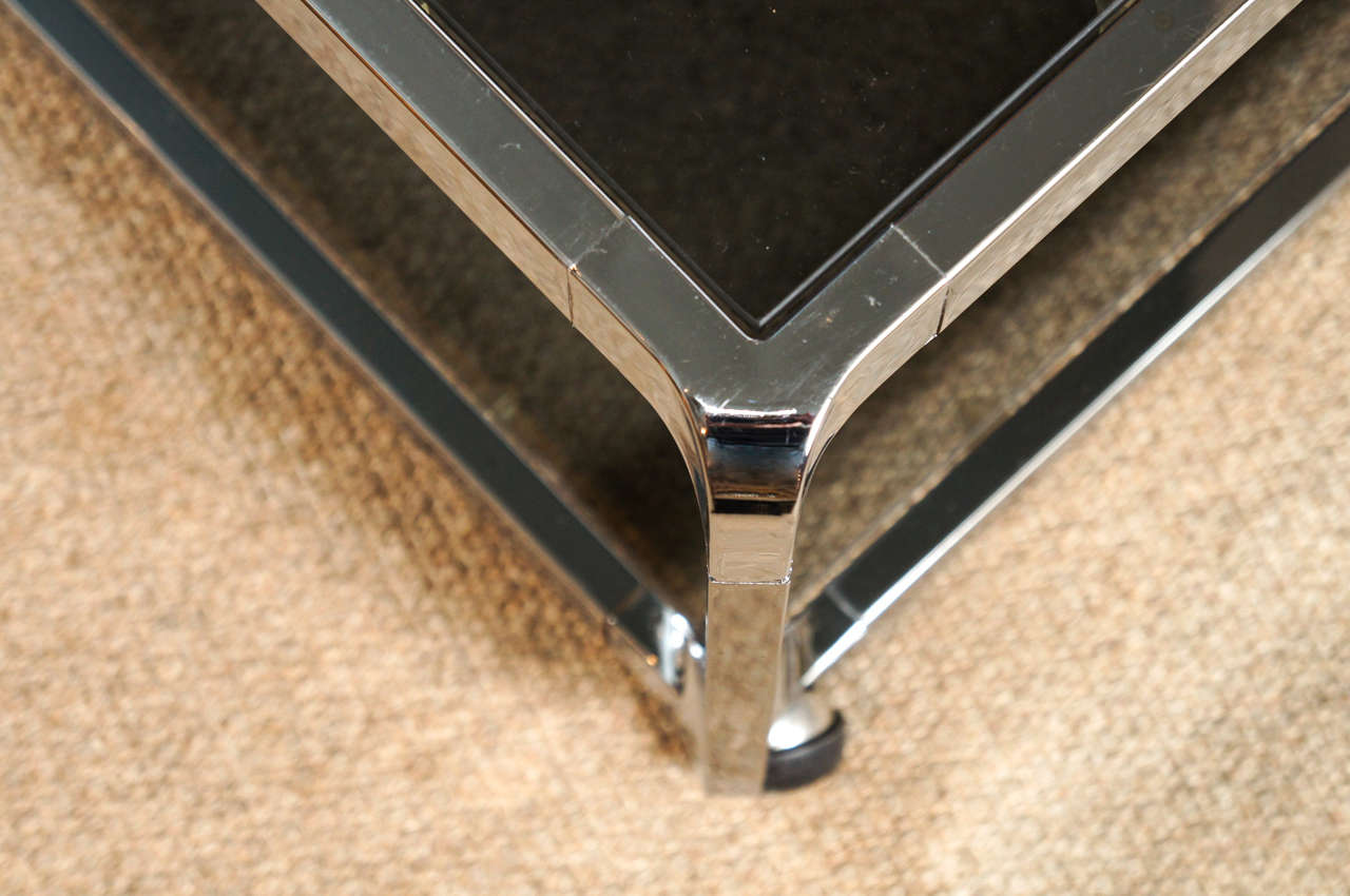 Late 20th Century A Two Tiered Chrome Coffee Table For Sale
