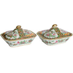 Pair of Chinese Porcelain Tureens with Covers, 19th Century