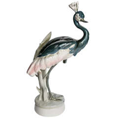 Antique Exotic Porcelain Bird 20th Century