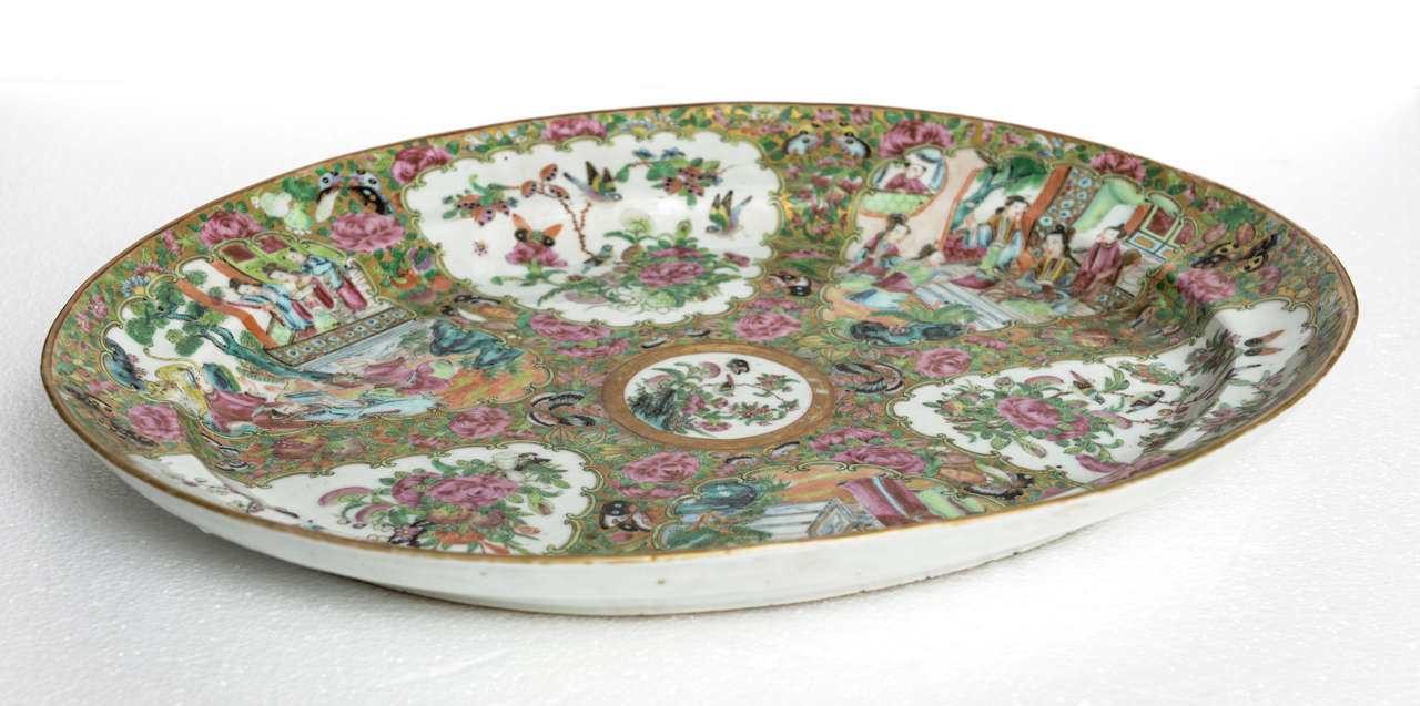 19th Century Huge Chinese Porcelain Famille Rose Oval Platter, 19th century