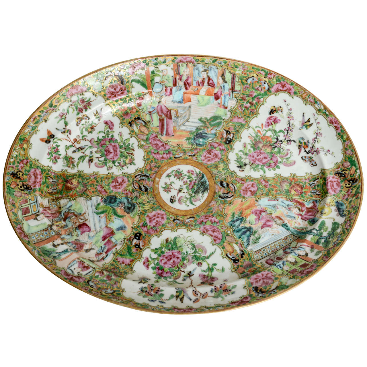 Huge Chinese Porcelain Famille Rose Oval Platter, 19th century