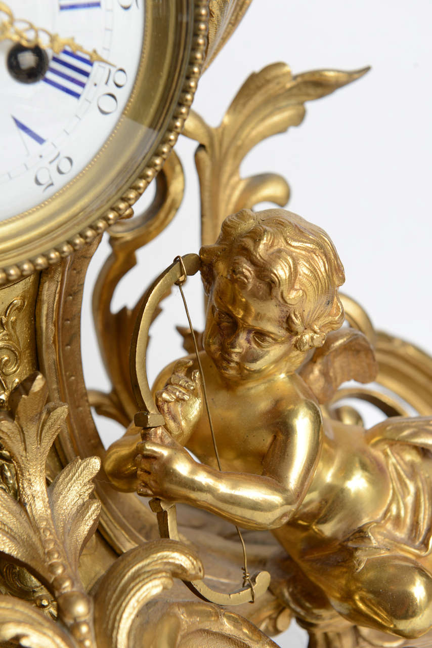 Bronze French Louis XV Mantel Clock with Putti, 19th Century