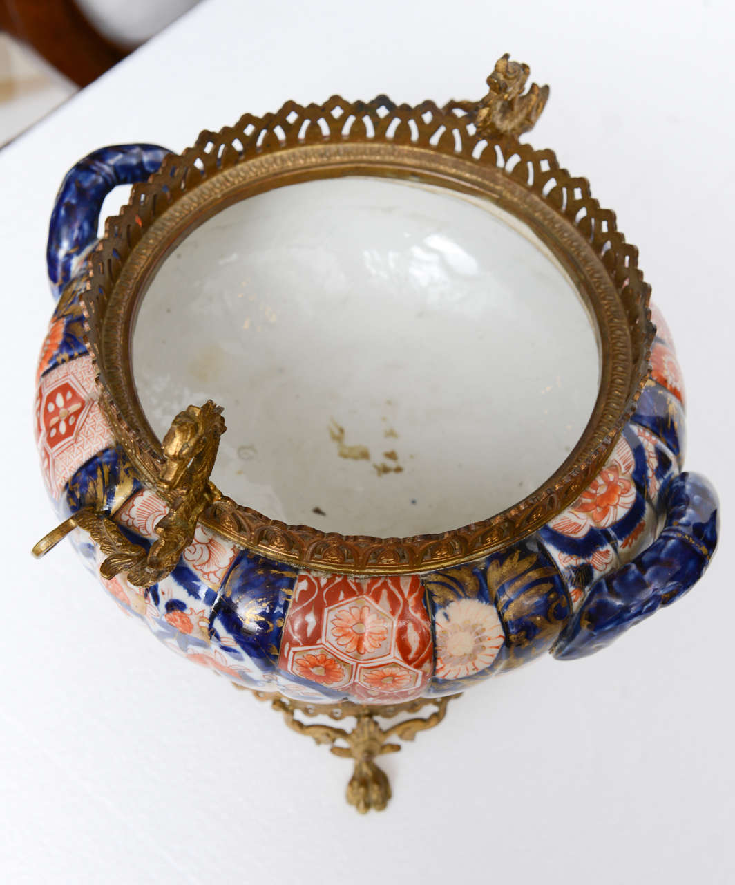 Japanese Imari Porcelain Compote on Bronze Base 19th Century For Sale 5