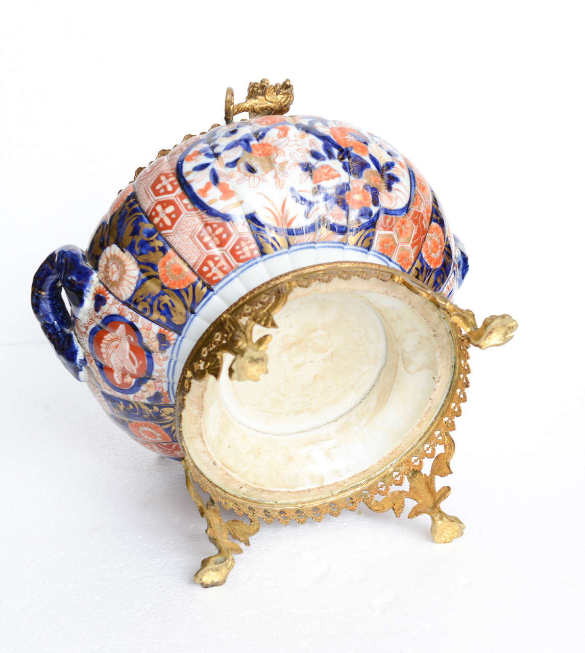 Japanese Imari Porcelain Compote on Bronze Base 19th Century For Sale 6
