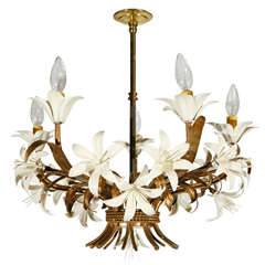 Gilt White Lily Chandelier