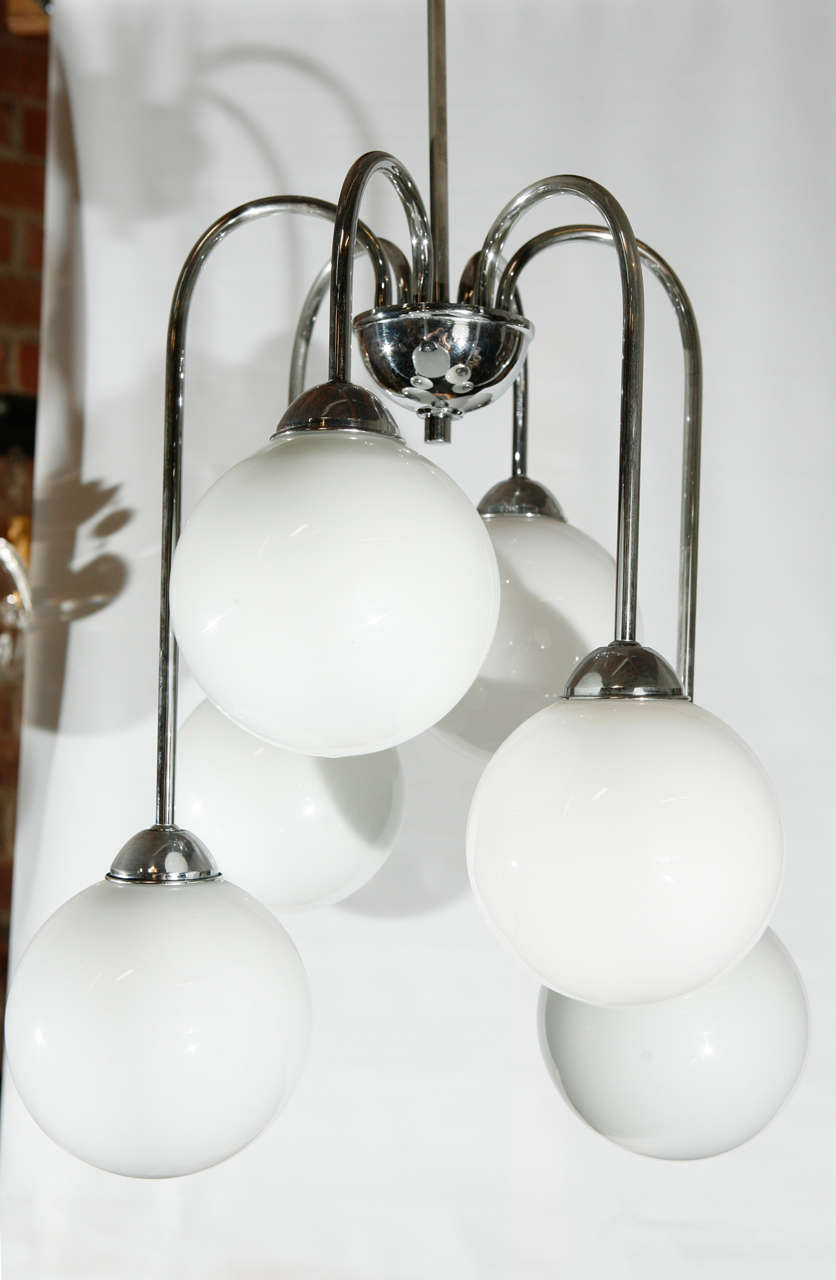 italian Chrome and Glass Light Fixture