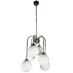 italian Chrome and Glass Light Fixture
