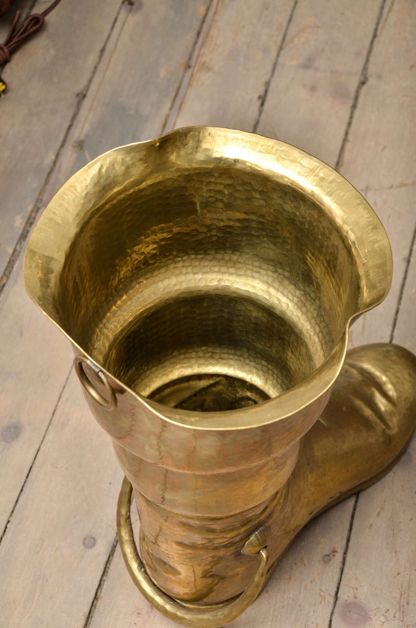 Italian Brass Boot Umbrella Stand