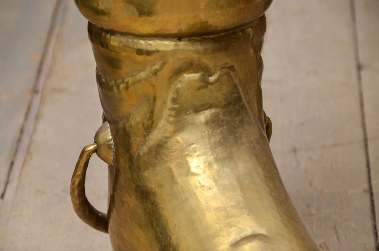 Mid-20th Century Brass Boot Umbrella Stand