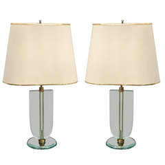 Pair of  Glass Table Lamps by Fontana Arte