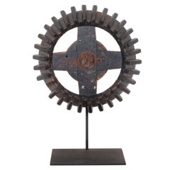 Antique Wood Gear on Custom Stand