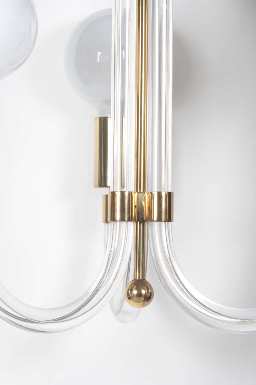 Late 20th Century Lucite & Brass Chandelier by Peter Hamburger