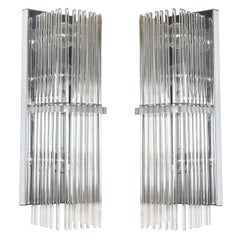 Pair of Crystal Rod Sconces by Lightolier