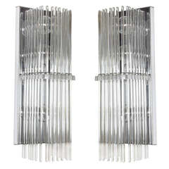 Pair of Crystal Rod Sconces by Lightolier 2