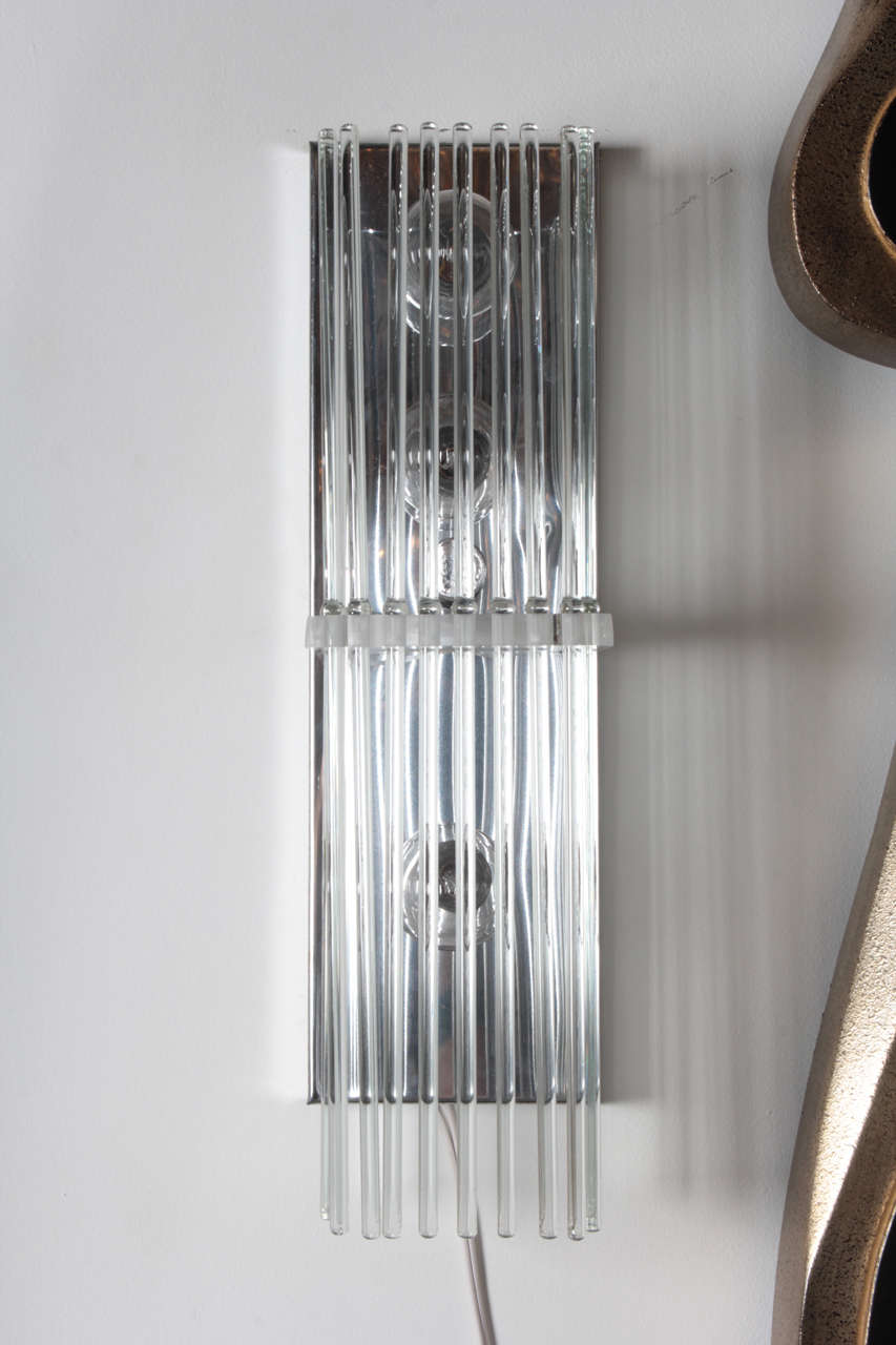 Pair of Crystal Rod Sconces by Lightolier For Sale at 1stDibs